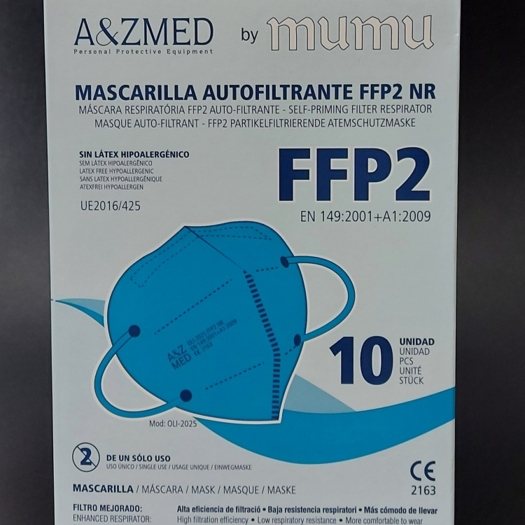 MASCARILLA AUTOFILTRANTE FFP2 NR AZUL 10 UNIDADES