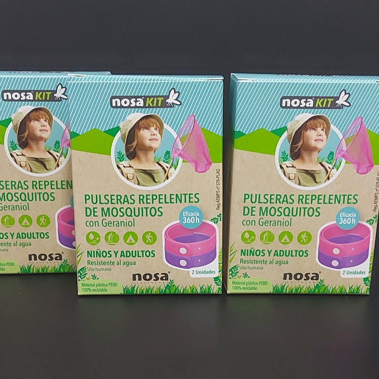 PULSERA REPELENTE DE MOSQUITOS NOSAKIT, NIÑOS Y ADULTOS, 2 UNIDADES