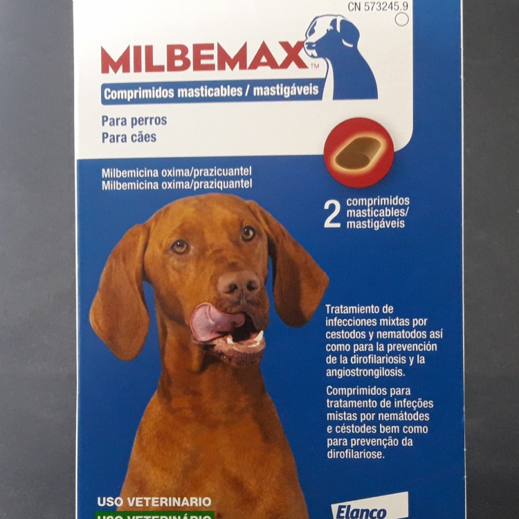 MILBEMAX 2 COMP. MÁS DE 5 KILOS. Medicamento sujeto a prescripción veterinaria. Requiere envío previo de receta veterinaria a info@farmaciaalmajano.com
